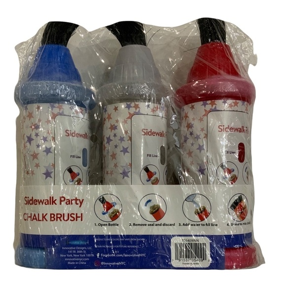 Sidewalk Party Glitter Chalk Brush. Outdoor Sidewalk Chalk  3 Bottles - Picture 3 of 6